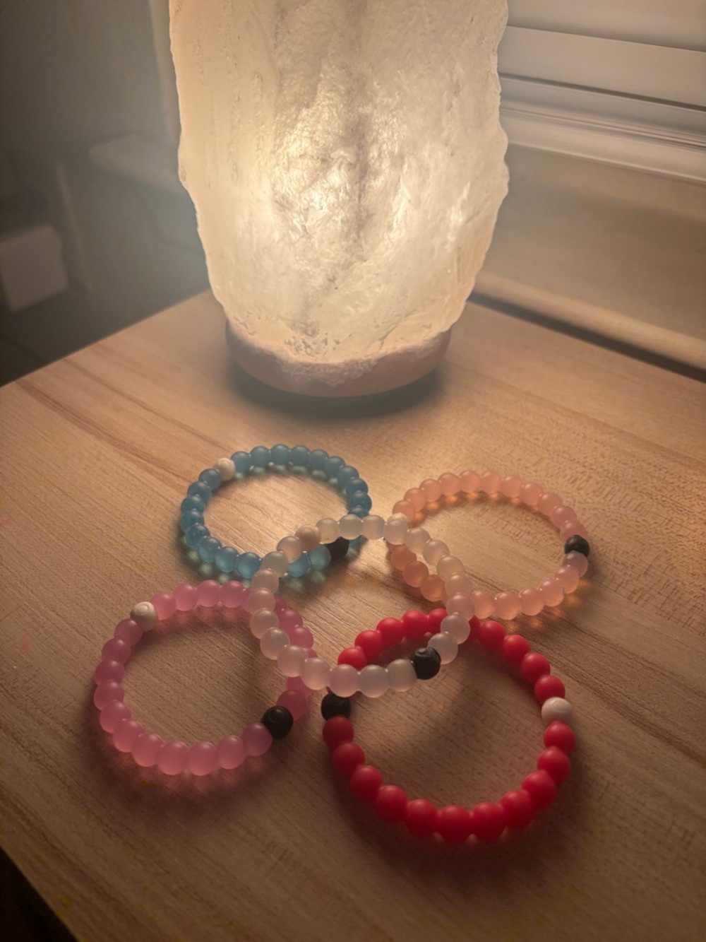 Lokai Set of 5 Beaded Bracelets in Blue, Light Pink, Purple, Hot Pink, Clear